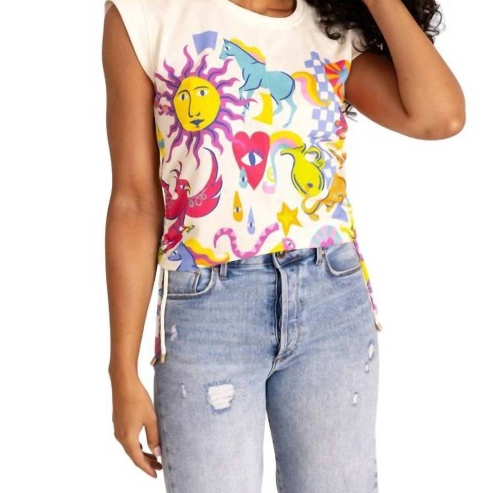 Alden Adair Animal Cropped Printed Top Size XS NWOT